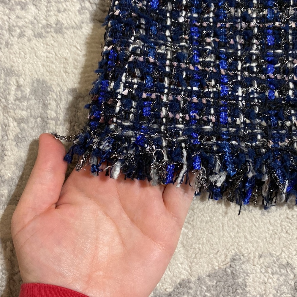 NWT Jade navy weave, frayed shift dress - Picture 2 of 6